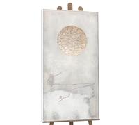 YS-Art Tableau Abstrait Blanc, Beige et Rose Poudré, Peinture Acrylique Faite Main sur Toile Texturée, Art Mural Poétique pour Chambre, Salon ou Coin Lecture 100x50 cm