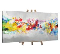 YS-Art Tableau Abstrait Coloré Multicolore Peint à la Main pour Chambre