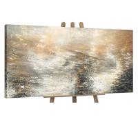 YS-Art Tableau Abstrait Gris et Anthracite Peint Main pour Salon et Chambre