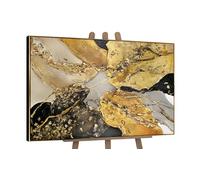 YS-Art Tableau encadré Abstraction contemporaine Rythme d'or Décoration intérieure couleurs chaudes ville moderne Peinture À l'huile 120x80 cm
