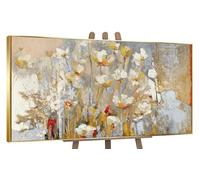YS-Art Tableau fait à la main encadré Le parfum du printemps Motif estival couleurs claires et délicates petites fleurs sauvages Décor 100x50 cm