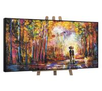 YS-Art Tableau mural peint à la main «Romance» | Peinture peinte à la main pour la décoration intérieure | Tableaux peints à la main | Mural peint à la main | Tableau à l'huile 100x50 cm
