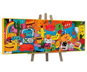 YS-Art Tableau Panoramique Pop Multicolore Peint à la Main pour Chambre