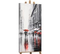YS-Art Ville peintures Acryliques sur toile toile peinte à la main murale peinture acrylique Personnes abstrait noir-rouge Moderne décoration de la maison photos bureau véritable art 115x50 cm