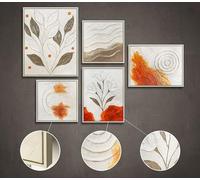 YS Ensemble de tableaux muraux peints à la main sur toile - Peinture acrylique abstraite avec motifs végétaux et structure - Décoration murale moderne pour salon et chambre à coucher - 110 x 80 cm