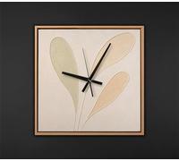 YS Horloge murale peinte à la main 35 x 35 cm - Feuilles botaniques crème et gris Art Gallery