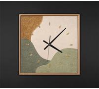 YS Horloge murale peinte à la main 35 x 35 cm - Paysage abstrait kaki et beige Art Gallery