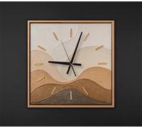 YS Horloge murale peinte à la main 35 x 35 cm - Paysage désert sable et marron avec Gold Art Gallery