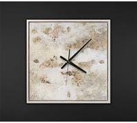 YS Horloge Murale Peinte à la Main 35x35 - Texture Abstraite dorée Beige et Or Art Gallery