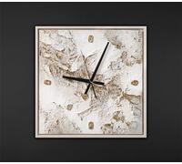 YS Horloge Murale Peinte à la Main 35x35 - Texture Abstraite dorée Beige et Or Art Gallery