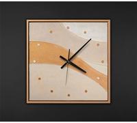 YS Horloge Murale Peinte à la Main 35x35 - Vagues Douces Beige et Terre Cuite Art Gallery