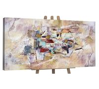 YS Peinture sur toile modern «Progrès» | Tableau peinture moderne pour la décoration intérieure | Tableau peint à la main | Tableau peinture moderne PS047 (100x50 cm)