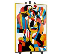 YS Tableau fait à la main dans un cadre Forme d'expression Figures abstraites en couleurs vives sur fond blanc Surface texturée Déco 120x80 cm