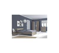 YSA Chambre complete adulte - Contemporain - Decor noyer silver - l 140 x L 190 cm