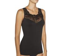 Ysabel Mora – T-shirt thermique sans manches en dentelle – noir