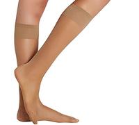 Ysabel Mora Lot de 2 chaussettes longues anti-pression manchette 10 deniers naturel