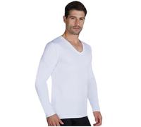 YSABEL MORA T-shirt intérieur thermique col en V à manches longues pour homme, maintien de la chaleur et confort pour l'hiver avec technologie thermique et ajustement, blanc, S