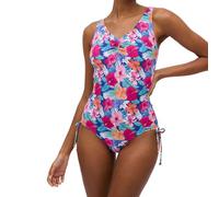 Ysabel Mora - Maillot Sculptant Fleurs Piqué avec Détail Noeuds, Silhouette Affinée, Compression Moyenne, Bonnet B, Style Classique, Tissu Texturé Piqué, Coupe Parfaite