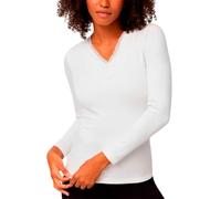 Ysabel Mora T-Shirt Blanc à Manches Longues en Coton Chaud