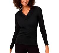 Ysabel Mora T-Shirt Chaud en Coton Noir à Manches Longues