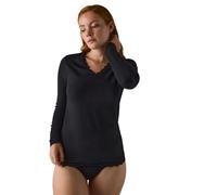 YSABEL MORA T-shirt en coton à manches longues avec détail en dentelle noire