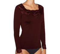 Ysabel Mora T-Shirt Thermique Bordeaux en Dentelle à Manches Longues
