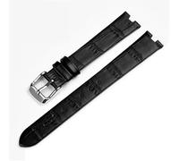 YSABVCP Bracelet de Montre en Cuir véritable adapté for Rado Crystal R2285415, mâle et Femelle, Boucle Papillon, Accessoires 14 18mm(Black-Steel-1,14x5mm)