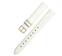 YSABVCP Bracelet de montre en cuir véritable for femme, compatible Fit For Flyta Clover Flower Language One Jonas & Verus, première couche de cuir de vache, 12 mm, 14 mm, 16 mm(White-Golden,18mm)