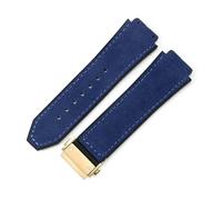 YSABVCP Bracelet de Montre en Cuir véritable givré, Boucle en Acier Or Rose, adapté Fit for Fit for HUBLOT Hommes Femmes, sous-Peau en Silicone étanche, Poignet de 19mm(Sky Blue-Golden-Z2)