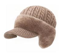 Ysaca Bonnet tricoté bloquant, chapeau de trappeur d'hiver avec cache-oreilles et bord, bonnet tricoté doux et respirant doublé en polaire, chapeau thermique chaud pour homme et femme, kaki, Taille
