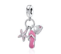 YSAHan Breloque en forme de tongs en émail pour bracelet européen, Métal Strass Métal Cristal strass Émail, Base