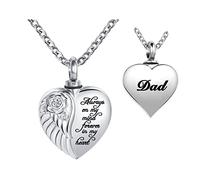 YSAHan Collier urne funéraire en forme d'ailes d'ange avec pendentif en forme de cœur gravé « Always On My Mind Forever in My Heart », Base
