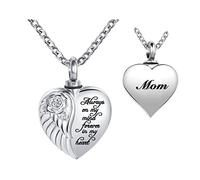 YSAHan Collier urne funéraire en forme d'ailes d'ange avec pendentif en forme de cœur gravé « Always On My Mind Forever in My Heart », Base