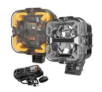 YSASFZX Phares Avant Voiture Projecteurs De Travail Led 24V 12V Phares Pour Voiture Camion Tout-terrain SUV ATV Moto Pour Jeep Barre Lumineuse DRL Blanche Et Ambre Phare Avant(1pair A wire)