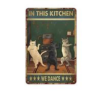 YSAUEGP Plaque humoristique en métal vintage « In This Kitchen We Dance » pour garage, bar, café, café, décoration d'intérieur, 20,3 x 30,5 cm
