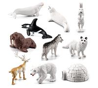 YSBRYD 10 PièCes Mini Simulation Ours Polaire Lapin Joints Polaires Ours Renne Arctique Animal Ensemble Enfant ÉDucation Cognitive