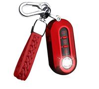 Ysbxitu Coque de clé à distance à 3 boutons avec porte-clés pour Fiat Smart Key Case compatible avec Fiat Lancia Panda Grande Punto Abarth 500 500L 500X 500C Housse de protection pour clé - Rouge