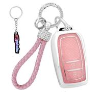 Ysbxitu Coque de onvient pour Toyota Yaris Cross Hybride Corolla RAV4 Prius Camry Auris Fortuner Highlander 2020-2025, porte-clés en TPU souple, 2 boutons, rose