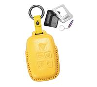 Ysbxitu Coque de e voiture compatible avec Discovery Sport Range Rover Evoque Sport Jaguar XF XE F-pace Coque en métal avec porte-clés Jaune (Keyless Go uniquement)