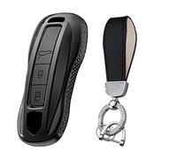 Ysbxitu Coque de clé de voiture compatible avec Porsche Cayenne Panamera 911 971 9YA Macan Boxster Carrera Taycan Coque de protection en TPU Télécommande Idée cadeau, a noir, A Schwarz