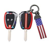 Ysbxitu Coque de clé de voiture - Convient pour Jeep Wrangler Compass Patriot Liberty Chrysler 300 PT Dodge JCUV Caliber Nitro - Design de bande de course - Pour amateurs de voiture - 2 boutons -