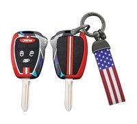 Ysbxitu Coque de clé de voiture - Convient pour Jeep Wrangler Compass Patriot Liberty Chrysler 300 PT Dodge JCUV Caliber Nitro - Design de bande de course - Pour amateurs de voiture - 4 boutons -