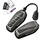 Ysbxitu Coque de clé de voiture en fibre de carbone TPU - Convient pour BYD Atto 3 / Sealion / Han/Tang/Dolphin/Seal - Élégante et légère
