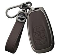 Ysbxitu Coque de clé de voiture en métal et cuir compatible avec Subaru Forester rétro, Legacy Impreza WRX XV BRZ Levorg Outback - Anti-poussière - Pour voiture et voyage, 3 boutons rouges, 3