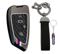 Ysbxitu Coque de e Voiture en Silicone Texture Fibre de Carbone - Convient pour BMW X1 X2 X3 X5 X6 2 5 6 7 Series i4 F48 G21 G31 G30 - Idée Cadeau B - Noir 1