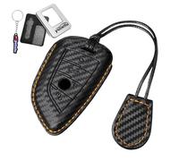 Ysbxitu Coque de e voiture intelligente - Compatible avec BMW Série 1 2 4 X1 X2 X3 X5 X6 G01 G05 G20 F25 F36 F40 F44 F48 E70 420i Active - Texture cuir - Fibre de carbone - Porte-clés de voiture