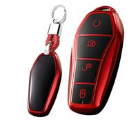 Ysbxitu Coque de clé de voiture - Porte-clés - Convient pour BYD Atto 3 / Han / Tang/Dolphin/Yuan/Seal - Coque de protection en TPU - Idée cadeau - Accessoire de voiture - Tuning, rouge, Rot