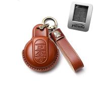 Ysbxitu Coque de clé télécommande à 3 boutons avec porte-clés pour BMW Mini Cooper S Cooper D Cooper SD Cooper One Convertible Clubman Works Countryman F54 F55 F56 F57 F60 - Marron