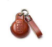 Ysbxitu Coque de clé télécommande à 3 boutons avec porte-clés pour BMW Mini Cooper S Cooper D Cooper SD Cooper One Convertible Clubman Works Countryman F54 F55 F56 F57 F60 - Marron