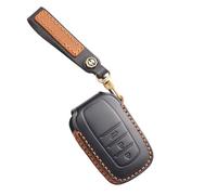 Ysbxitu Étui de protection en cuir pour clé de voiture Toyota Yaris Cross Hybride Corolla RAV4 Prius Camry Auris Fortuner Highlander Porte-clés de voiture 2020-2024, 3 touches - Noir, 3 Tasten-Schwarz